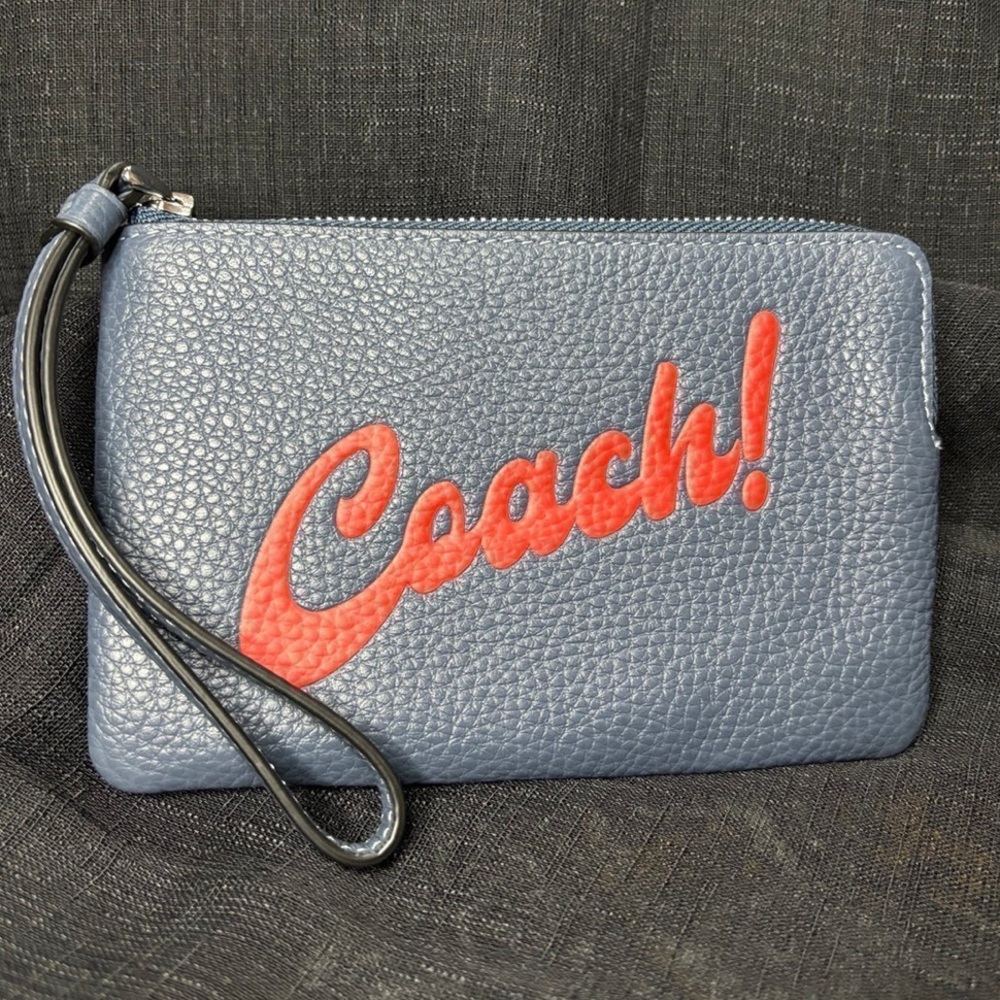 **COACH DENIM LEATHER PEBBLED WRISTLET!!**